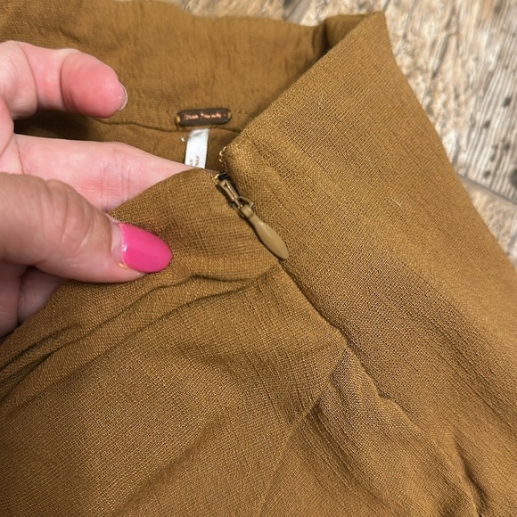 free people brown gold mini skirt wrap stretchy size 8 - Picture 4 of 6